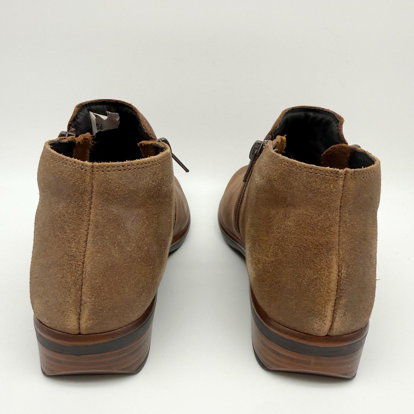 Naot Womens Helm Ankle Boots EU 36 US 5 Cognac Brown Leather Suede NIB