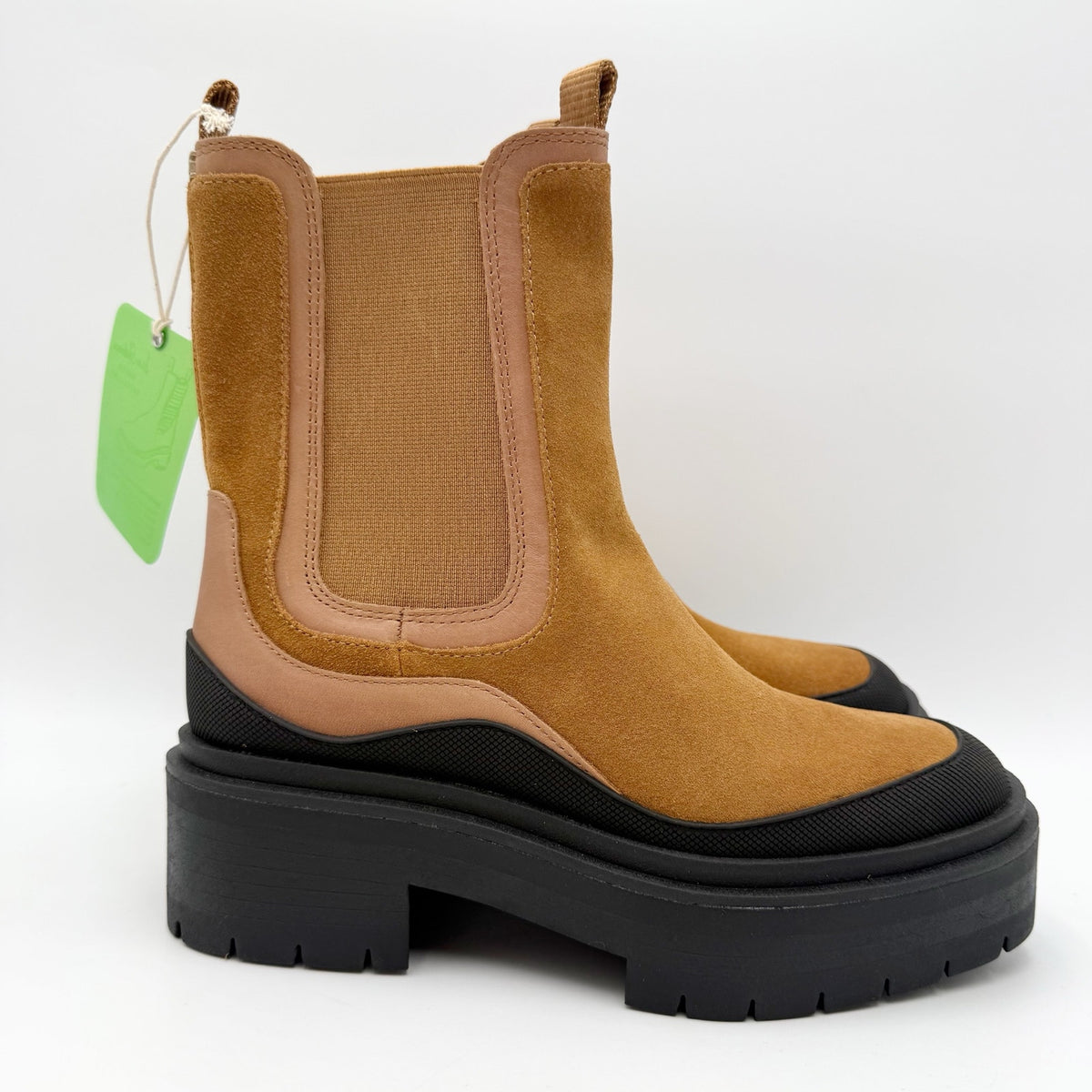 Sam Edelman Womens Lulia Chelsea Boots Size 5M Brown Suede Black Waterproof NWOB