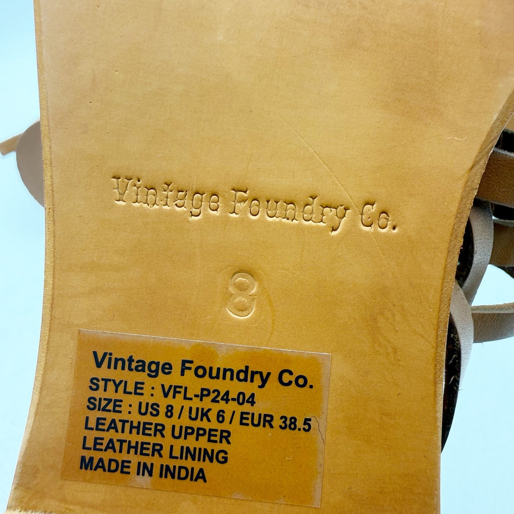 Vintage Foundry Co. Womens Keira Sandals US 8 EU 38.5 Camel Brown Leather NWOB