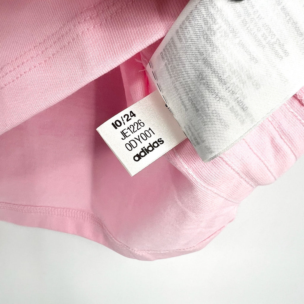 ADIDAS Women's Essentials 3-Stripes Cotton Tee XS Pink White Short Sleeve NWT