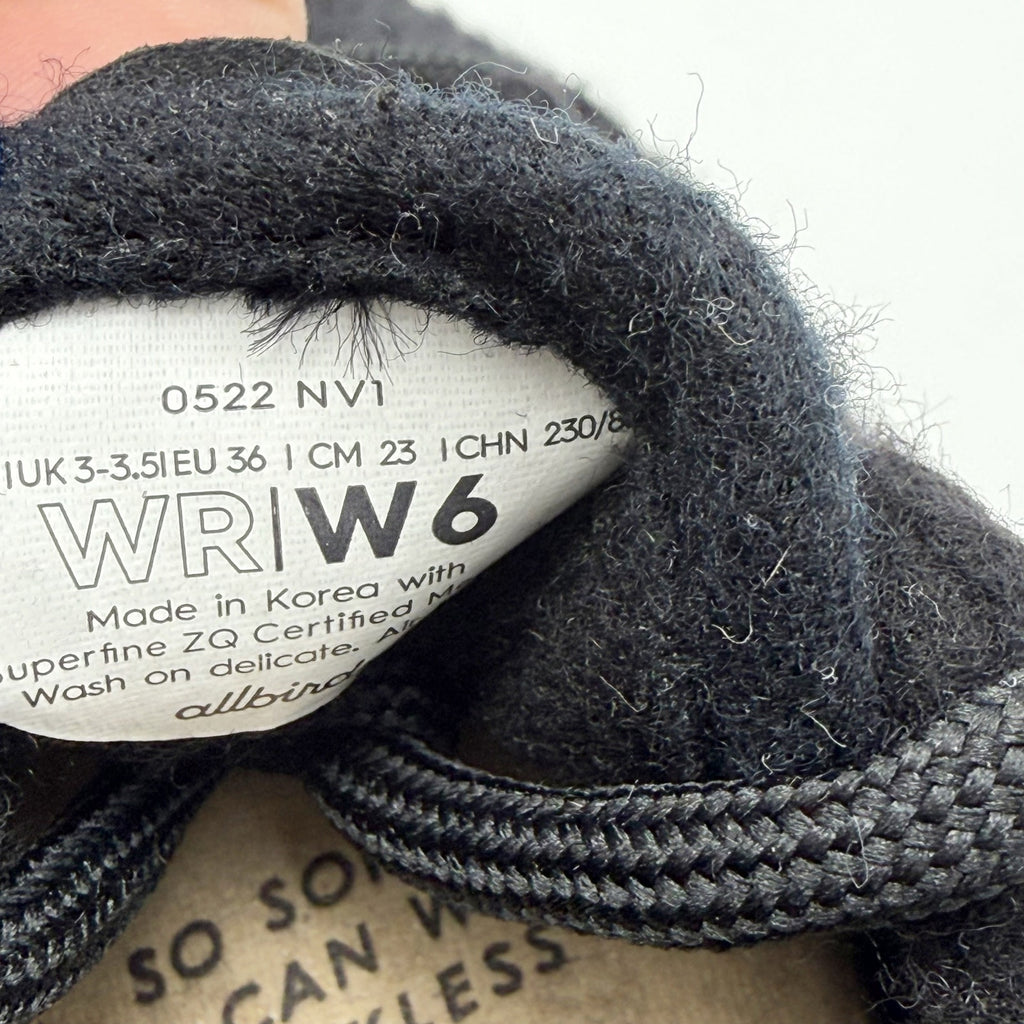 AllBirds Womens Runner Fluff Sneakers Size 6 EU 36 Black Merino Wool Comfort NIB