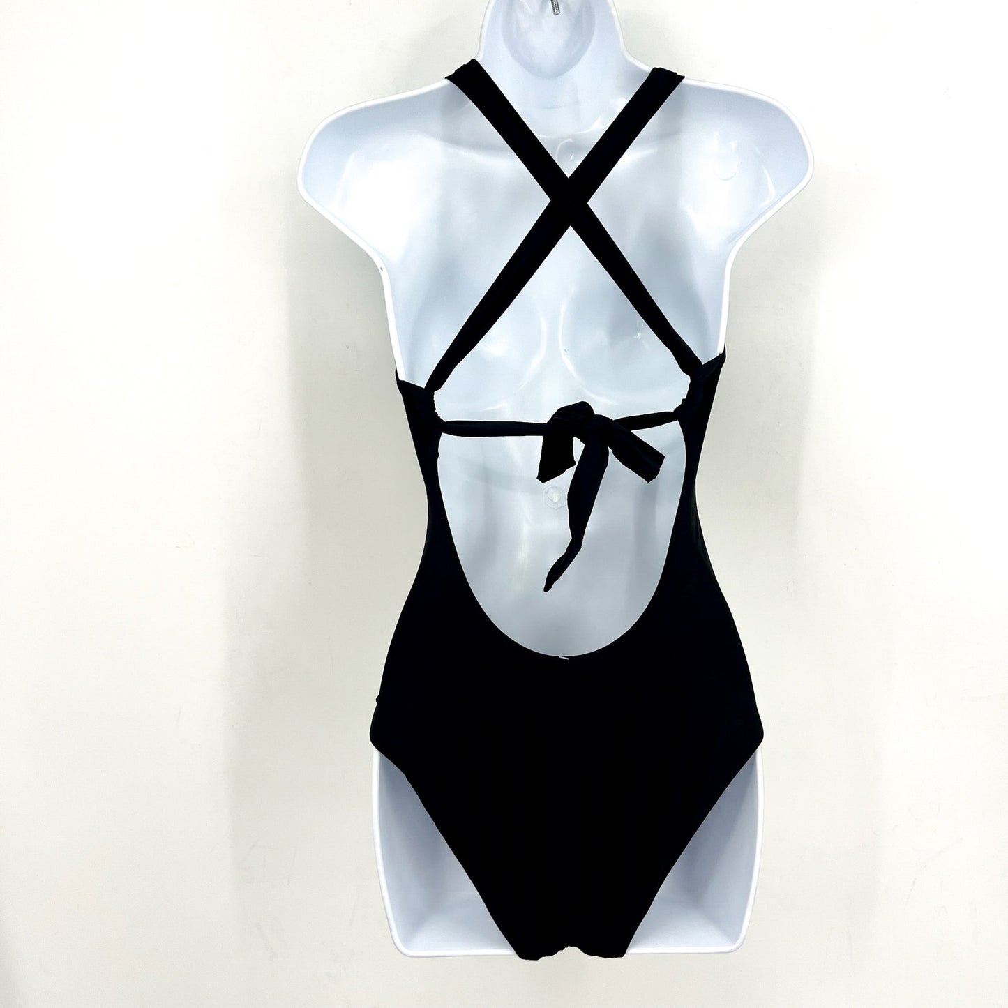 BECCA Women's Marble Canyon Ring One-Piece Swimsuit Small Black Cut Out NWT