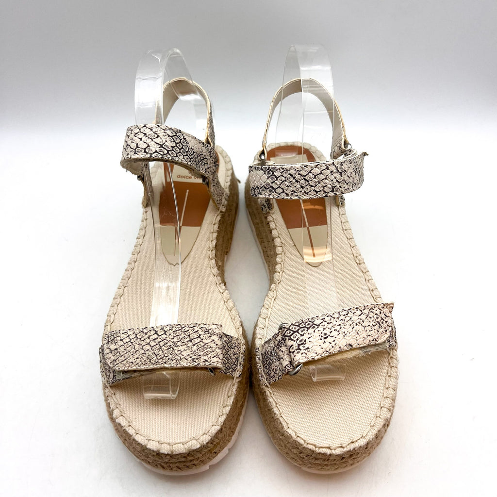 DOLCE VITA Myra Espadrille Platform Sandals Size 8.5 Stone Snake Leather NWOB