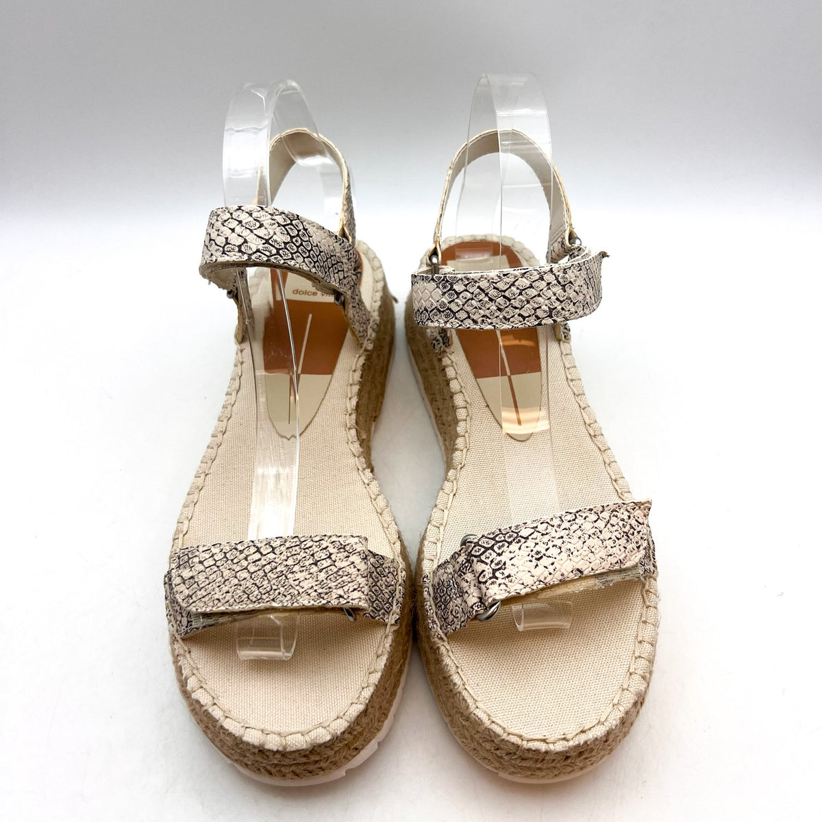 DOLCE VITA Myra Espadrille Platform Sandals Size 8.5 Stone Snake Leather NWOB