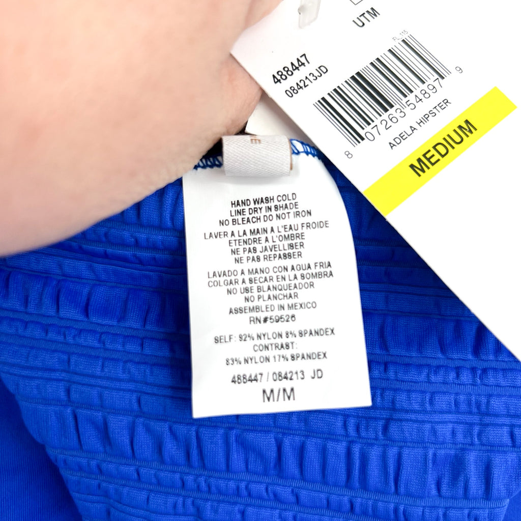 BECCA Women's Coast Adela Hipster Bikini Bottom Medium Blue Ultra Marine NWT