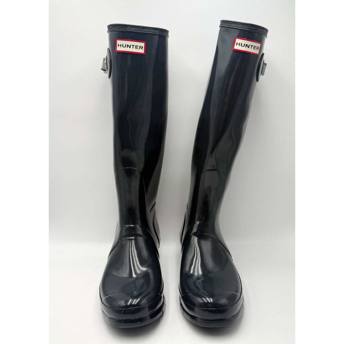 Hunter Womens Original Tall Gloss Rain Boots Size 10 Dark Slate Waterproof NWOB