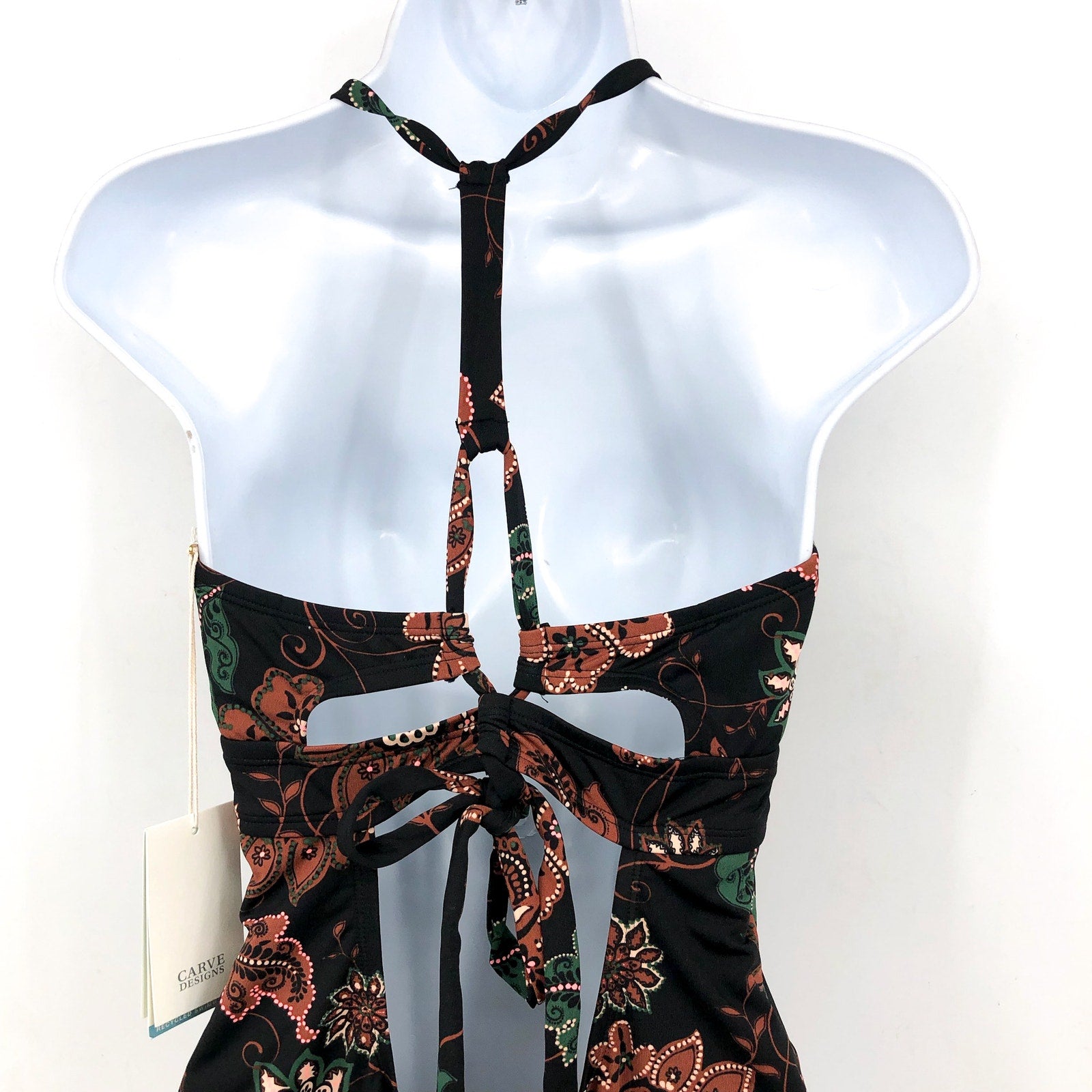 CARVE DESIGN Dahlia One Piece Swimsuit XL Black Taj Print Criss-Cross NWT