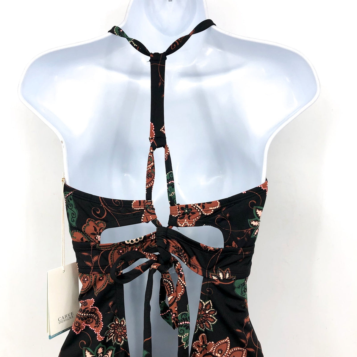 CARVE DESIGN Dahlia One Piece Swimsuit XL Black Taj Print Criss-Cross NWT