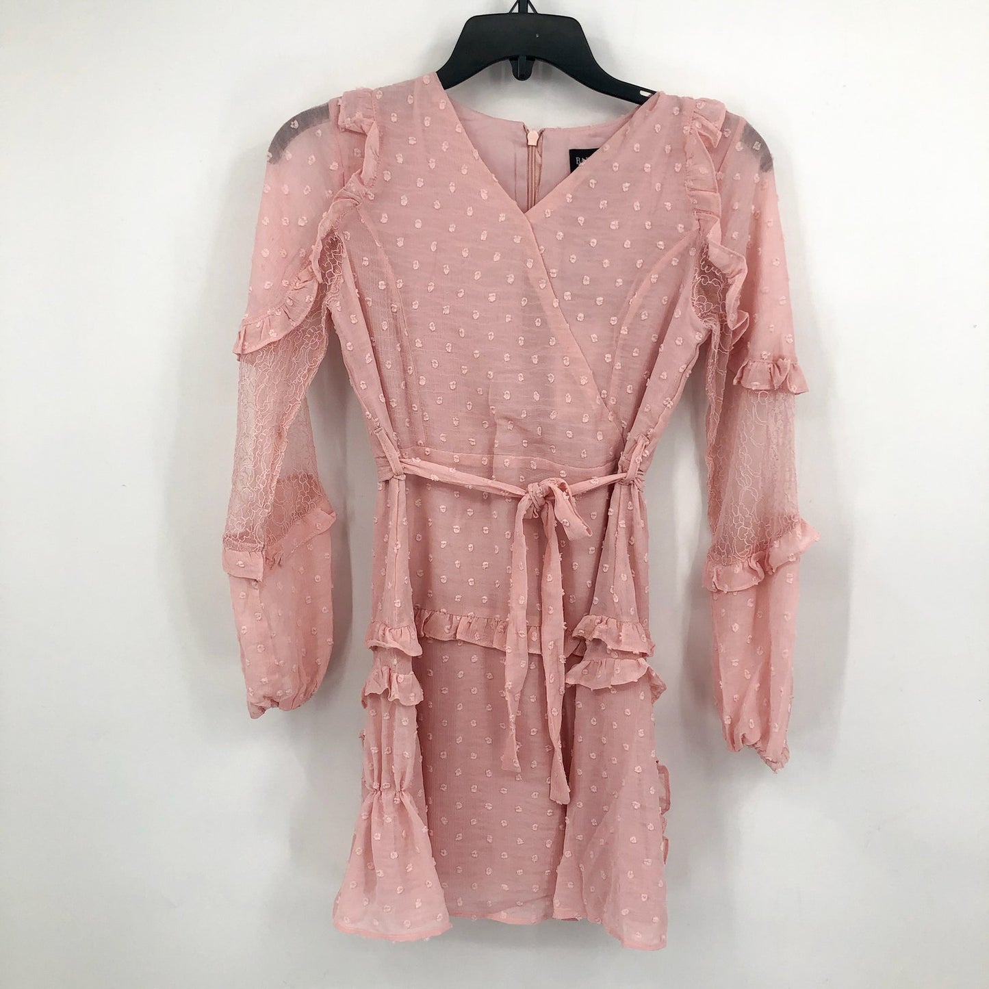 BARDOT JUNIOR Girls Mimi Dobby Dress Size 14 Pink Potpourri Lace Ruffle NWT