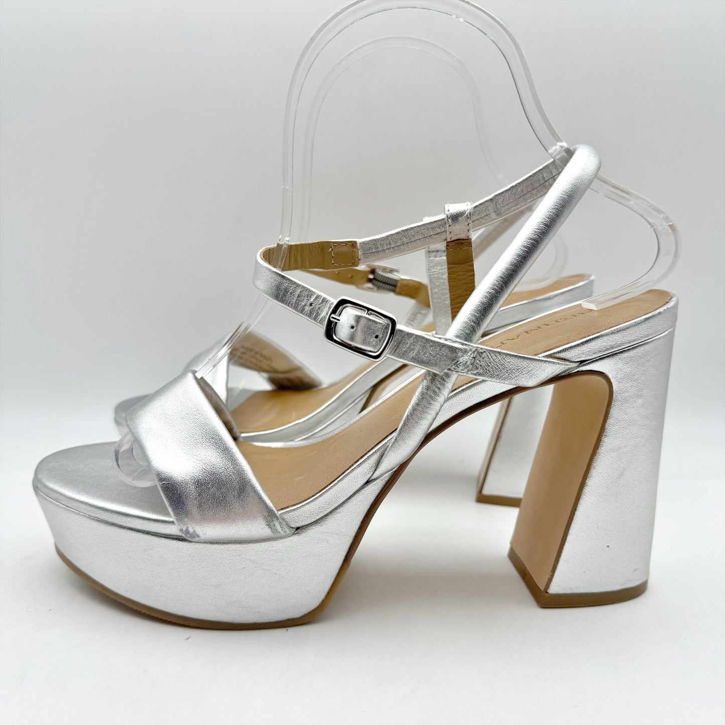 Bernardo Womens Ventura Platform Sandals US 8 M Silver Metallic Leather NWOB
