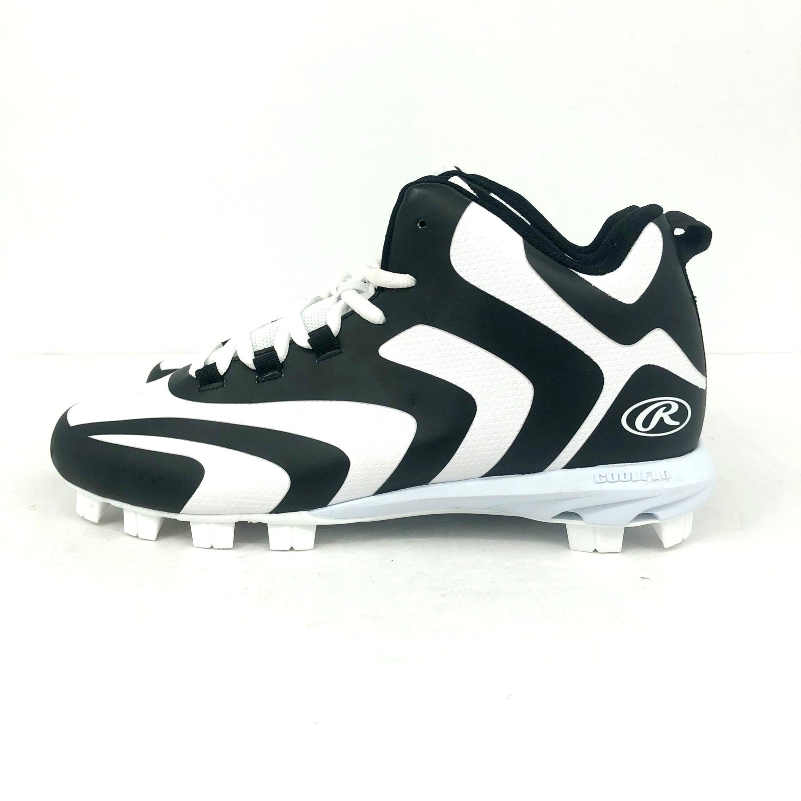 Rawlings Mens Rookie Mid Baseball Cleats Size 10D White Black NWOB