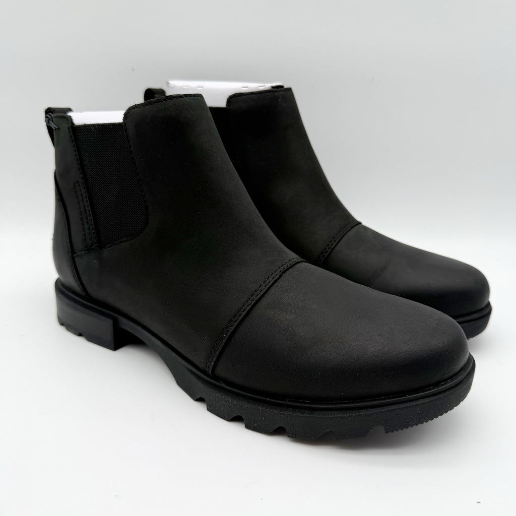 Sorel Womens Emelie lll Zip Bootie US 8.5 EU 39.5 Black Leather Waterproof NIB
