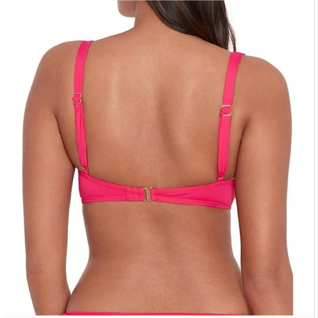 LAUREN RALPH LAUREN Ruffle Bikini Top Size 8 Pink Underwire Beach Club NWT
