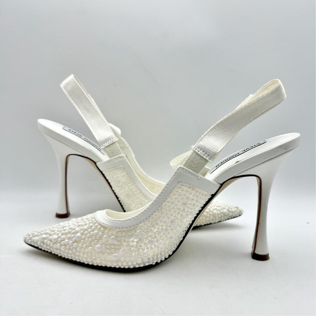 Steve Madden Womens Bri Lace Heels US 7 M EU 37.5 White Bow NWOB
