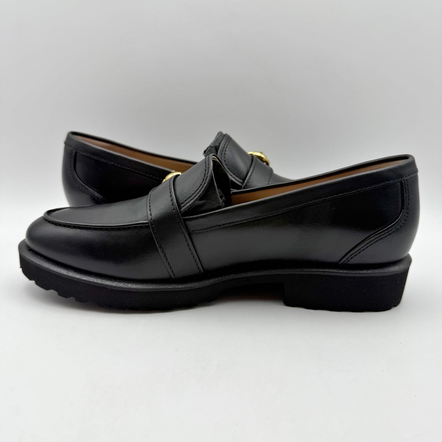 Cole Haan Womens Giana Buckle Loafers US 8 B EU 38.5 Black Leather NIB
