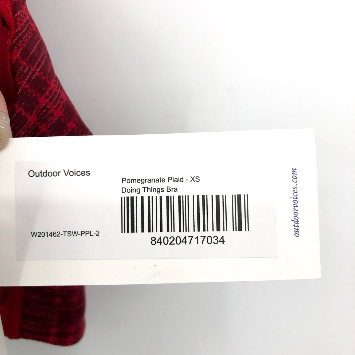 OUTDOOR VOICES Women's Doing Things Sports Bra XS Red Pomegranate Plaid NWT