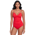 LAUREN RALPH LAUREN Womens Tankini Top Size 6 Red Toggle-Trim Swim NWOT