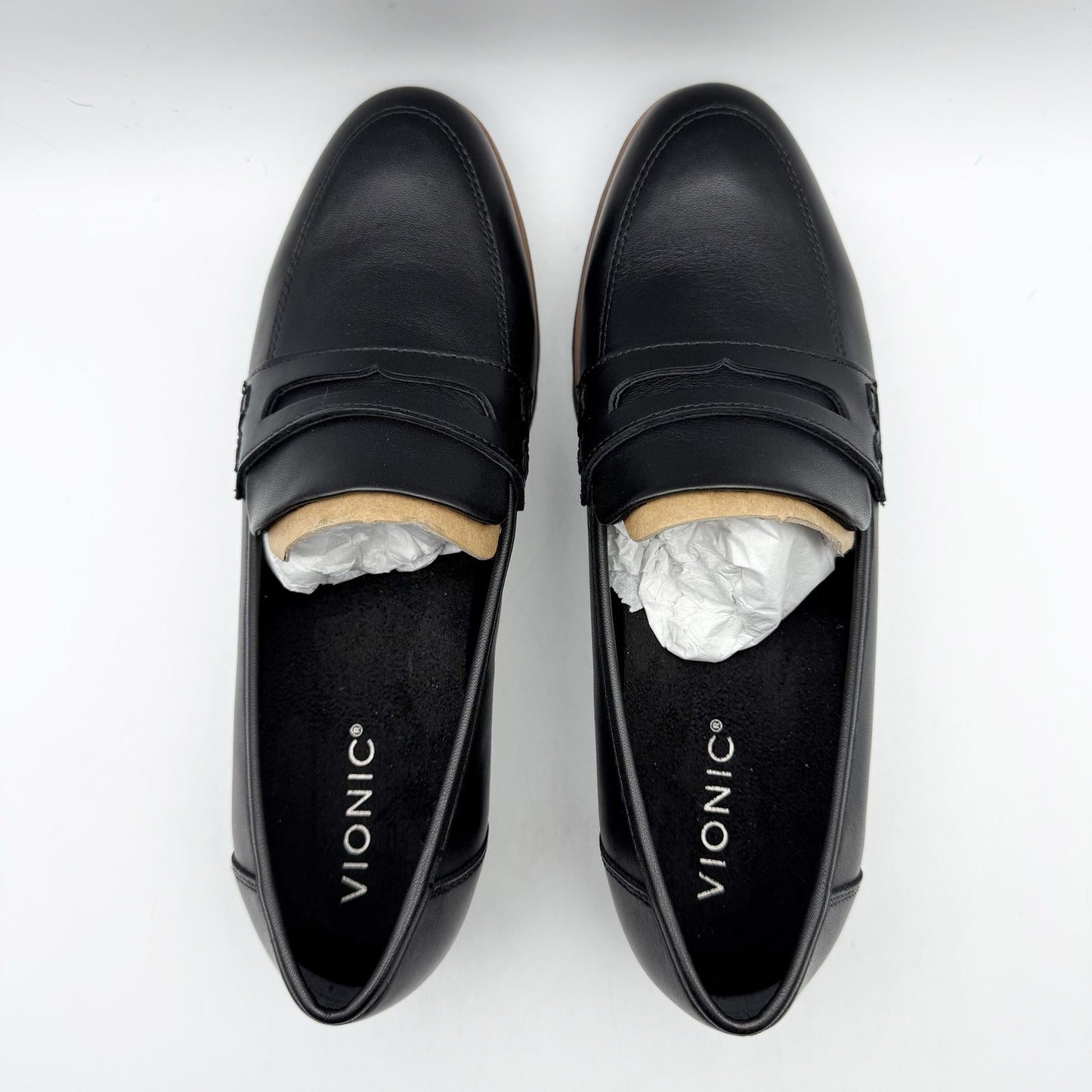 Vionic Womens Cheryl ll Loafers US 7 Wide EU 37 Black Leather NIB