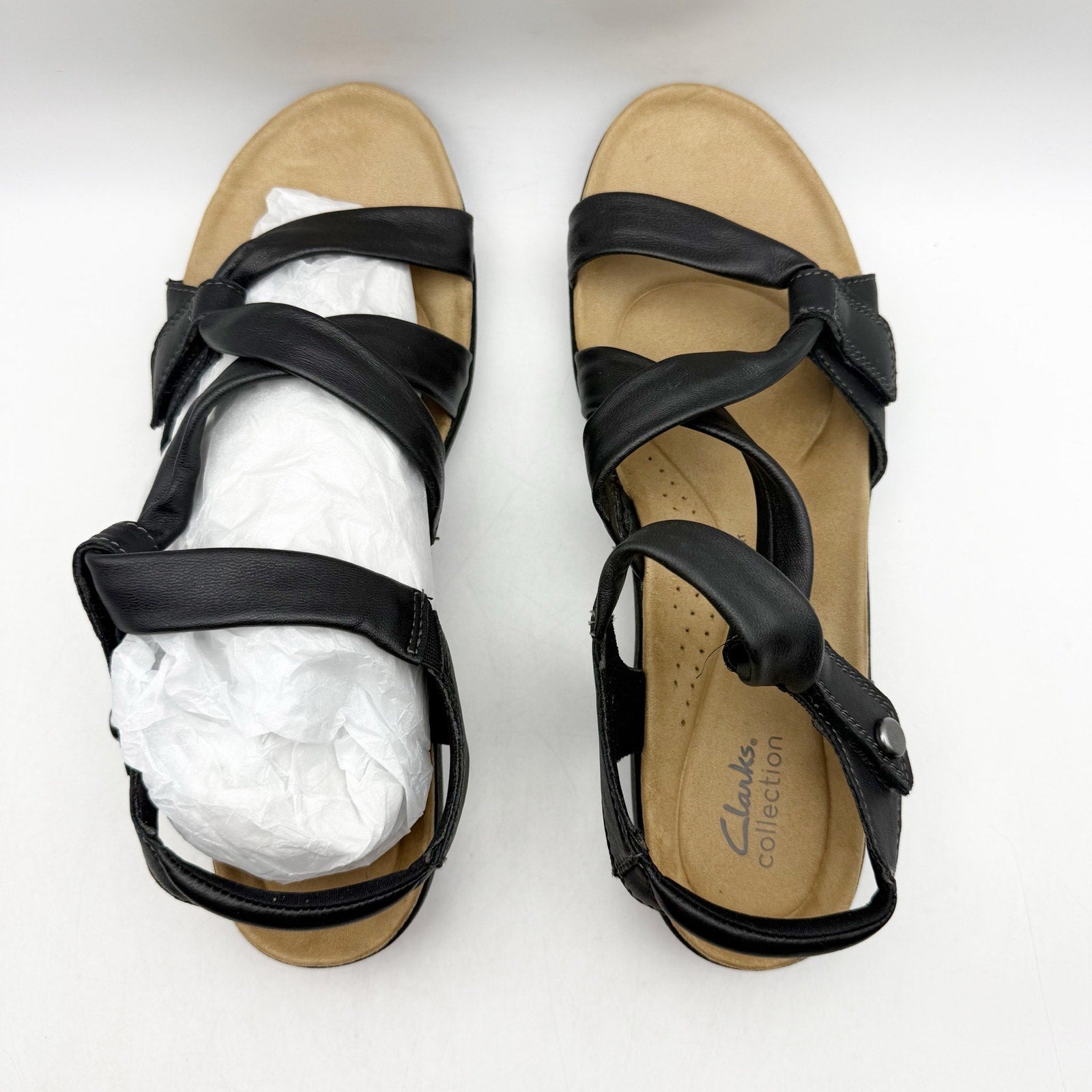 Clarks Womens Laurieann Bell Sandals US 11 M Black Leather NIB