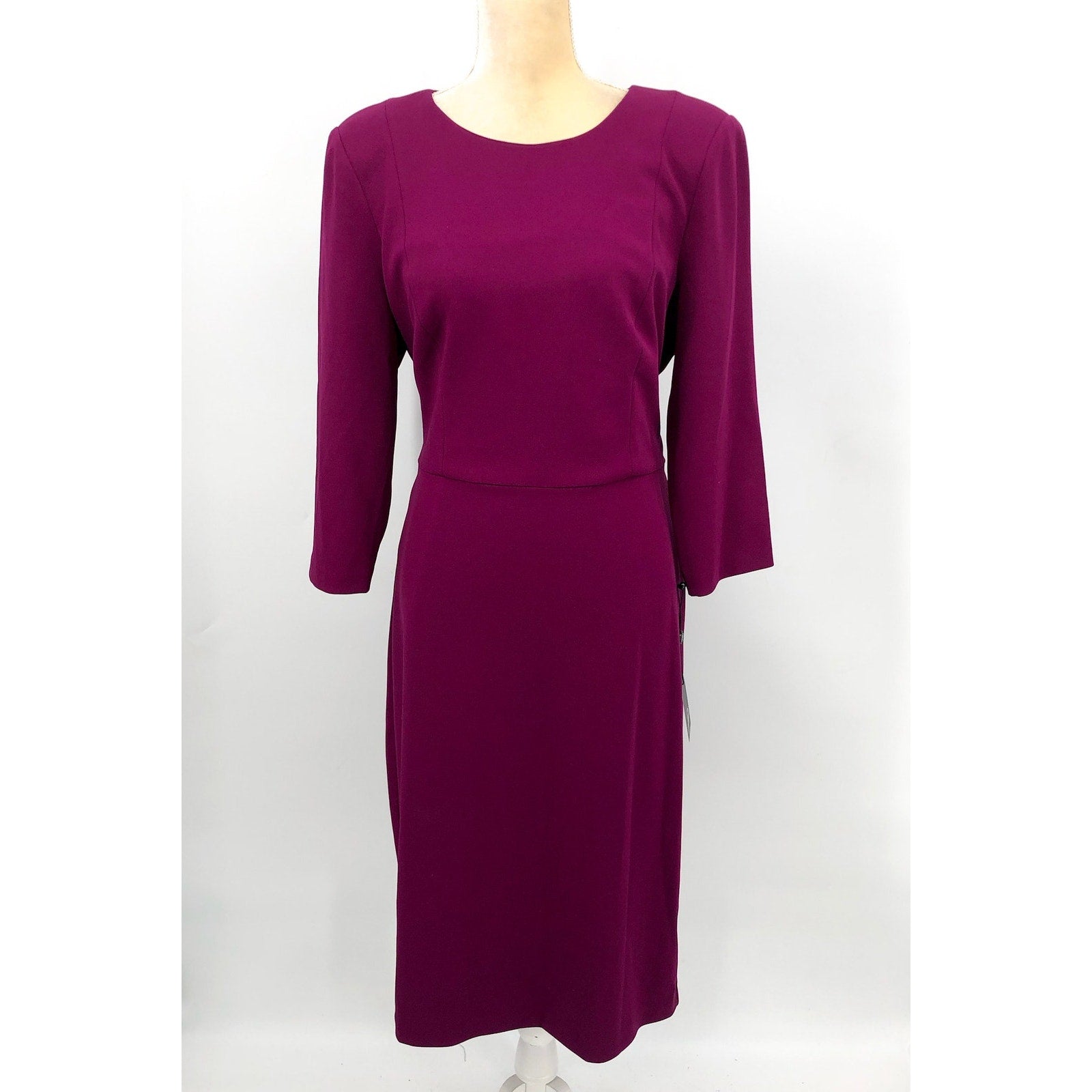 ADRIANNA PAPELL Women's Knit Crepe Sheath Dress Size 14 Pink Wildberry Tie NWT