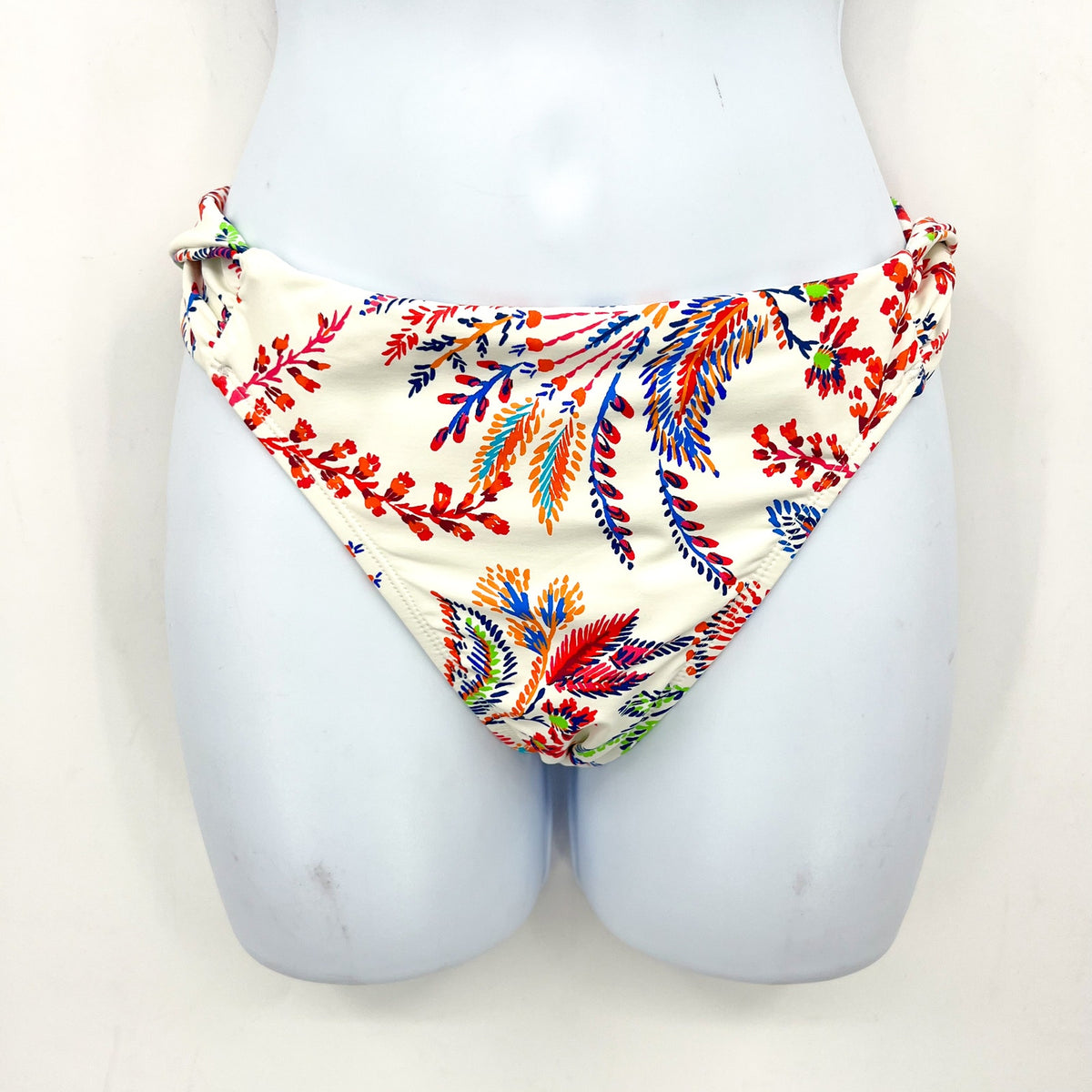LAUREN RALPH LAUREN Fleurette Hipster Bikini Bottom Size 8 White Twist Side NWT