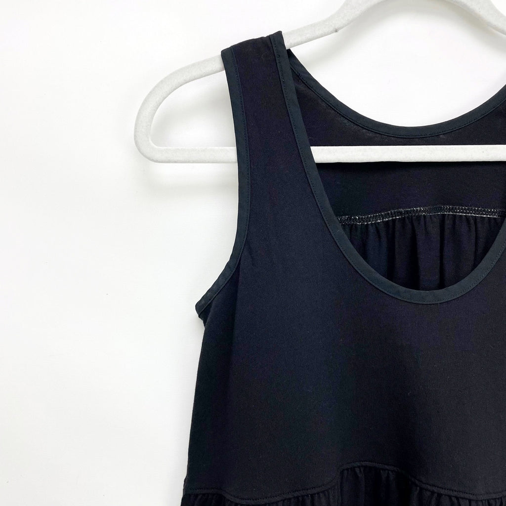 Everlane Womens Midi Dress XS Black The Weekend Tiered Cotton Sleeveless NWOT