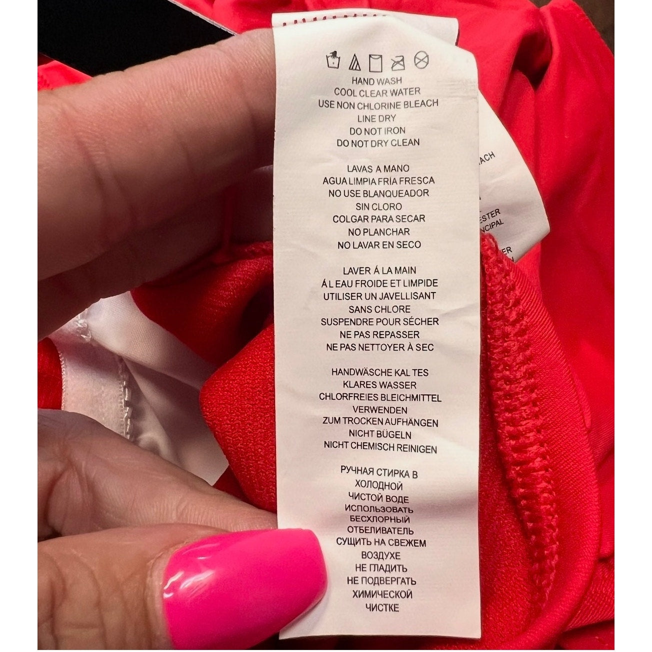 LAUREN RALPH LAUREN Double Strap One Piece Swimsuit Size 4 Red One Shoulder NWT