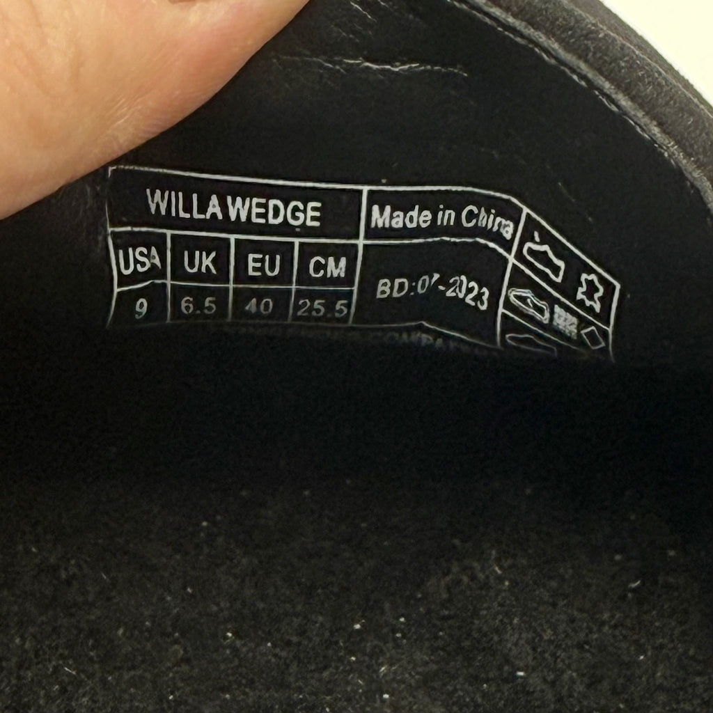 Vionic Womens Willa Wedge Loafers Size 9 M EU 40 Black Suede Slip On NIB