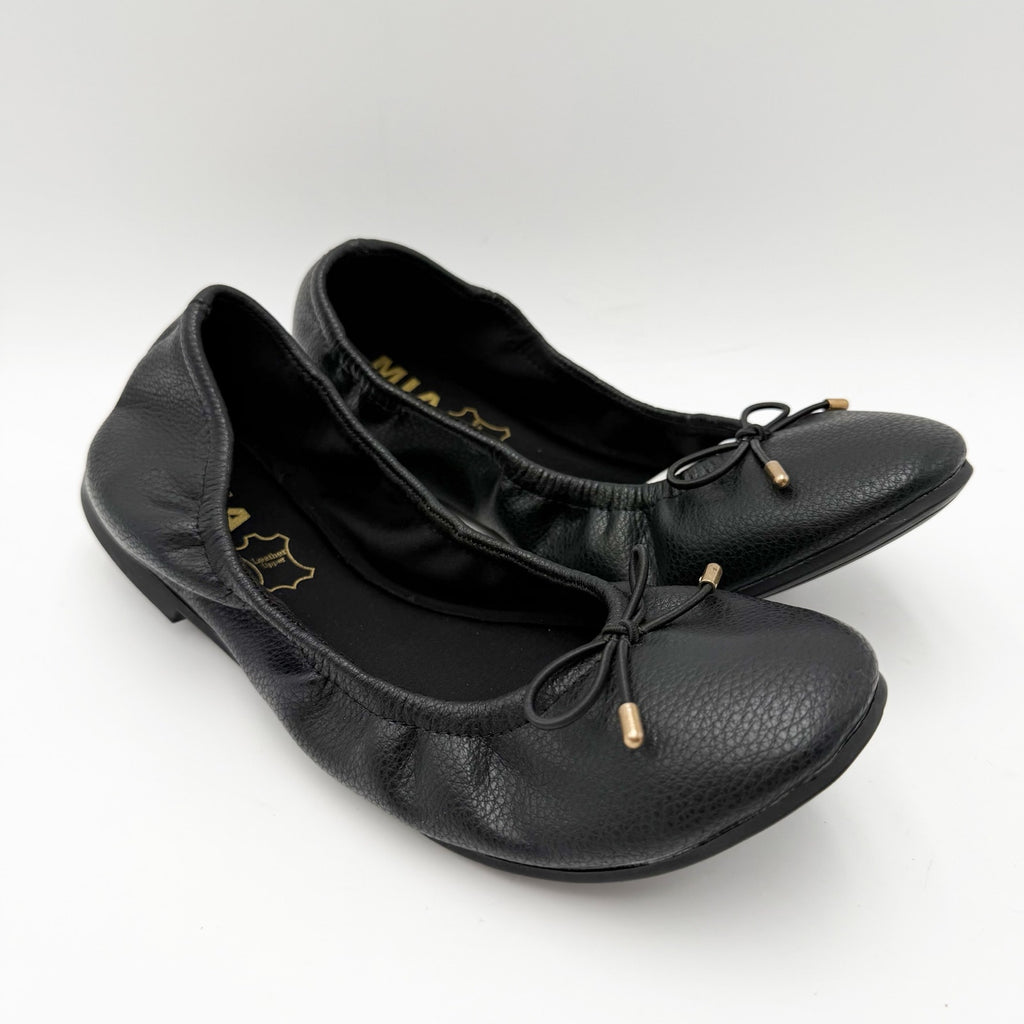 MIA Womens URI Ballet Flats Size 7.5 M Black Leather NWOB