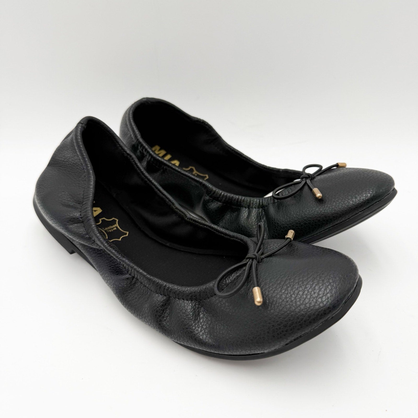 MIA Womens URI Ballet Flats Size 7.5 M Black Leather NWOB