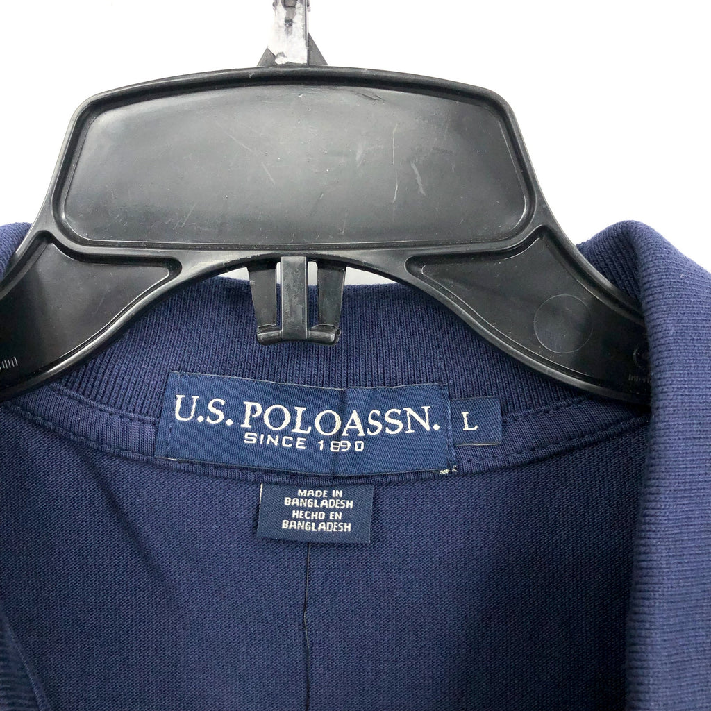 U.S. POLO ASSN. Men's Solid Pique Polo Shirt Large Classic Navy Blue Logo NWT