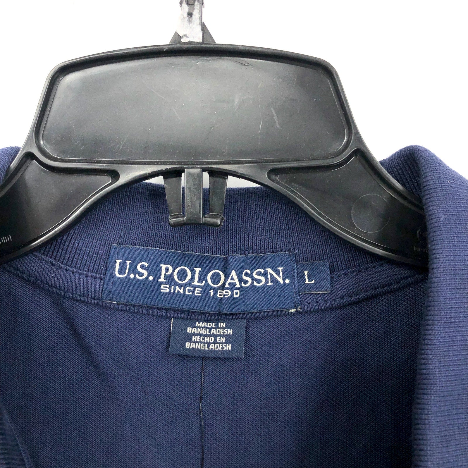 U.S. POLO ASSN. Men's Solid Pique Polo Shirt Large Classic Navy Blue Logo NWT