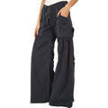 XCVI Women's Willowy Wide Leg Pants Large Charcoal Grey Stretch Poplin NWT