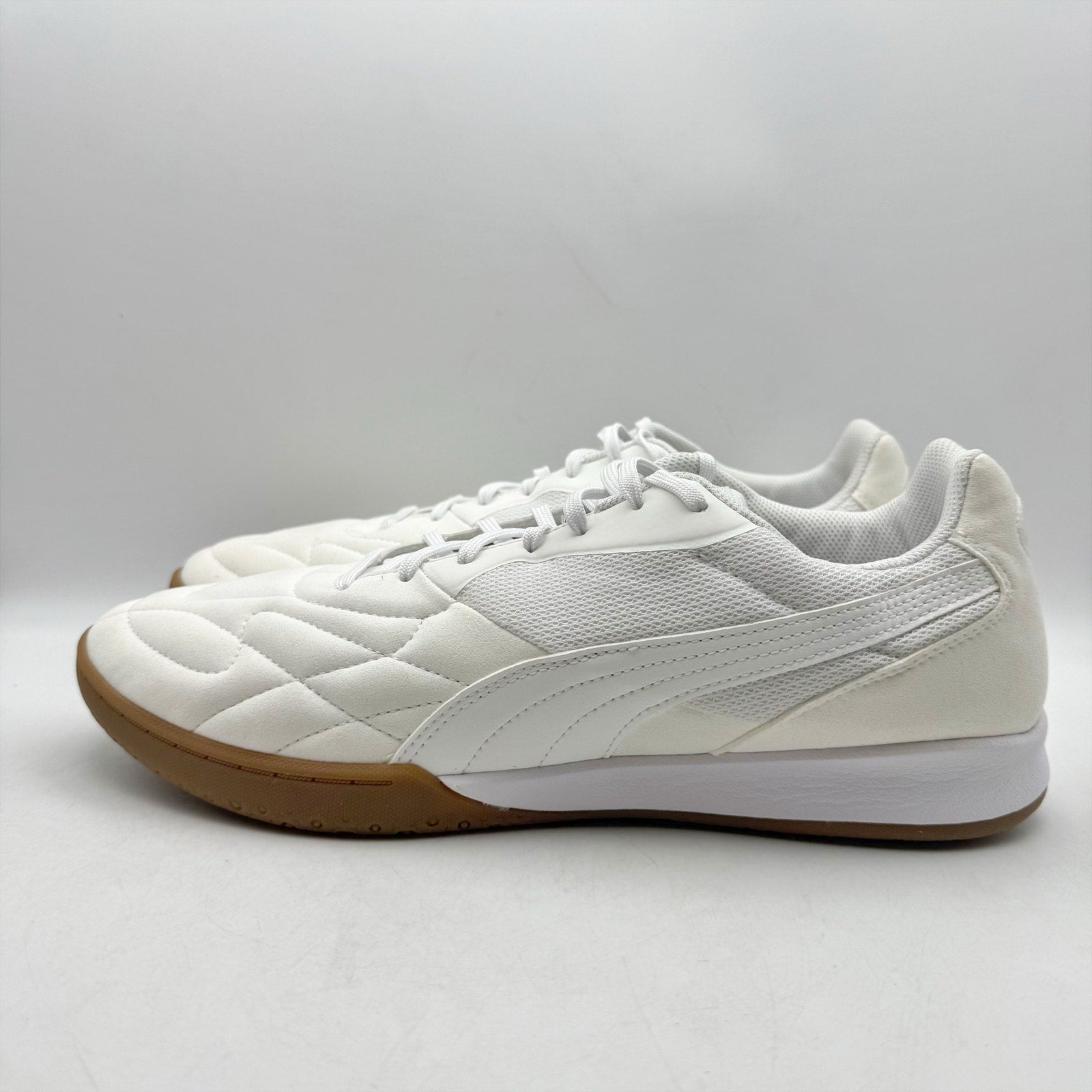 PUMA Mens King Top It Indoor Soccer Sneaker US 11.5 White Gold NWOB