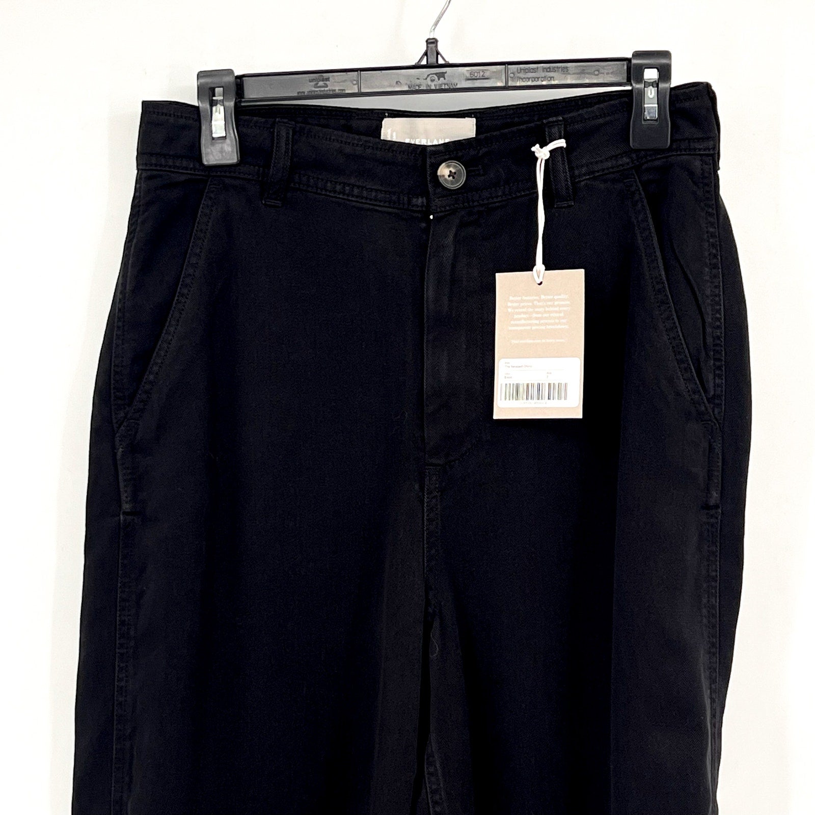 EVERLANE Women's The Relaxed Chino Pants Size 2 Black Buttersoft Barrel Fit NWT