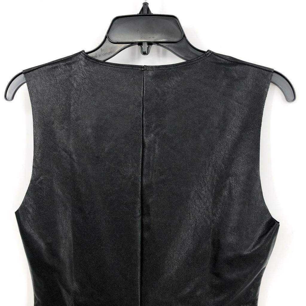 COMMANDO Women's Faux Leather Deep-V Bodysuit Large Black Sleeveless Top NWT