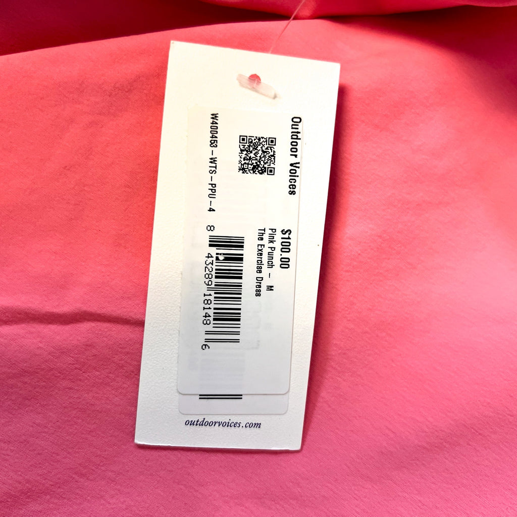 OUTDOOR VOICES Women's The Exercise Dress Medium Pink Punch Built In Shorts NWT