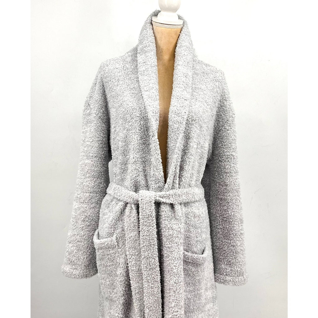 BAREFOOT DREAMS CozyChic Heathered Robe SIZE 2 LARGE- XL HE Ocean-White NWT