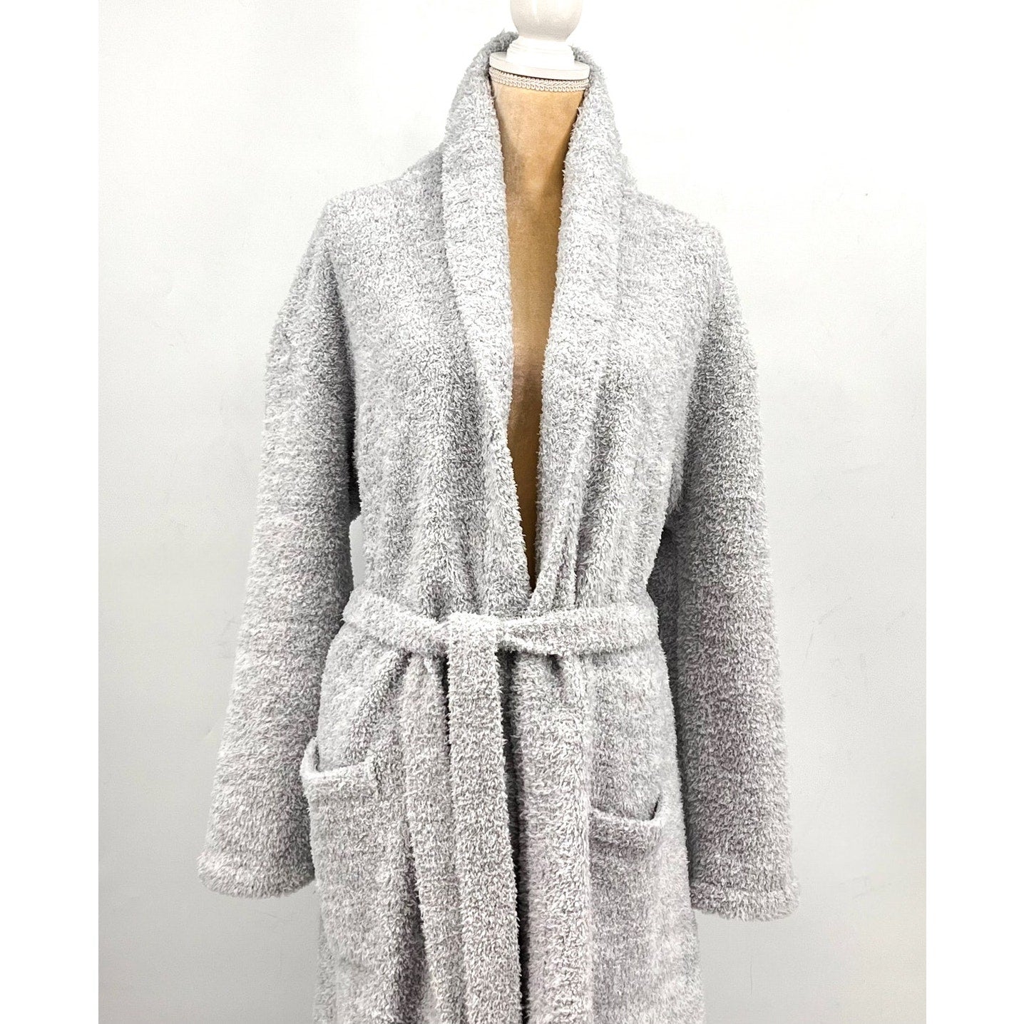 BAREFOOT DREAMS CozyChic Heathered Robe SIZE 2 LARGE- XL HE Ocean-White NWT