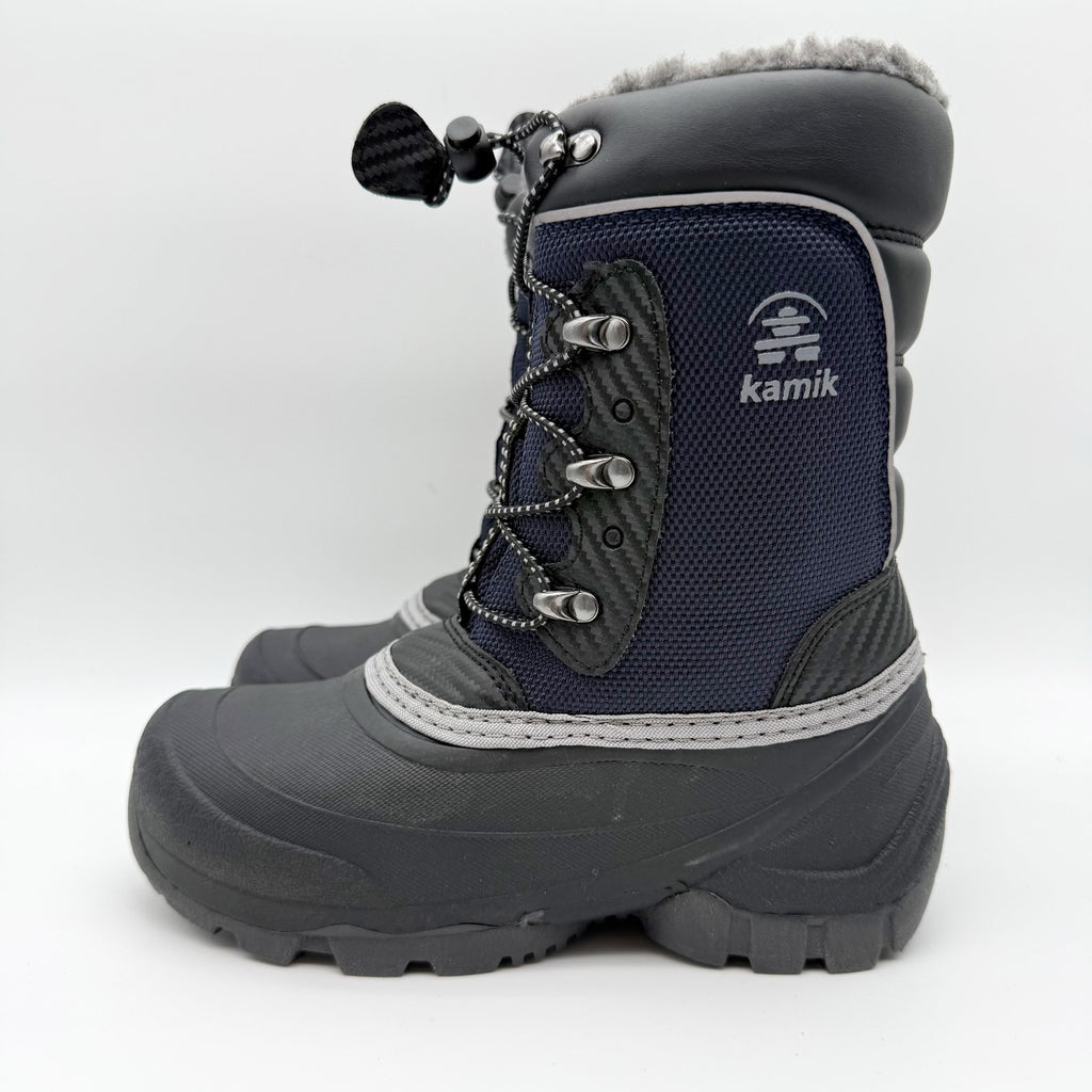 Kamik Kids Luke Snow Boots US 2 EU 33.5 Navy Waterproof NIB