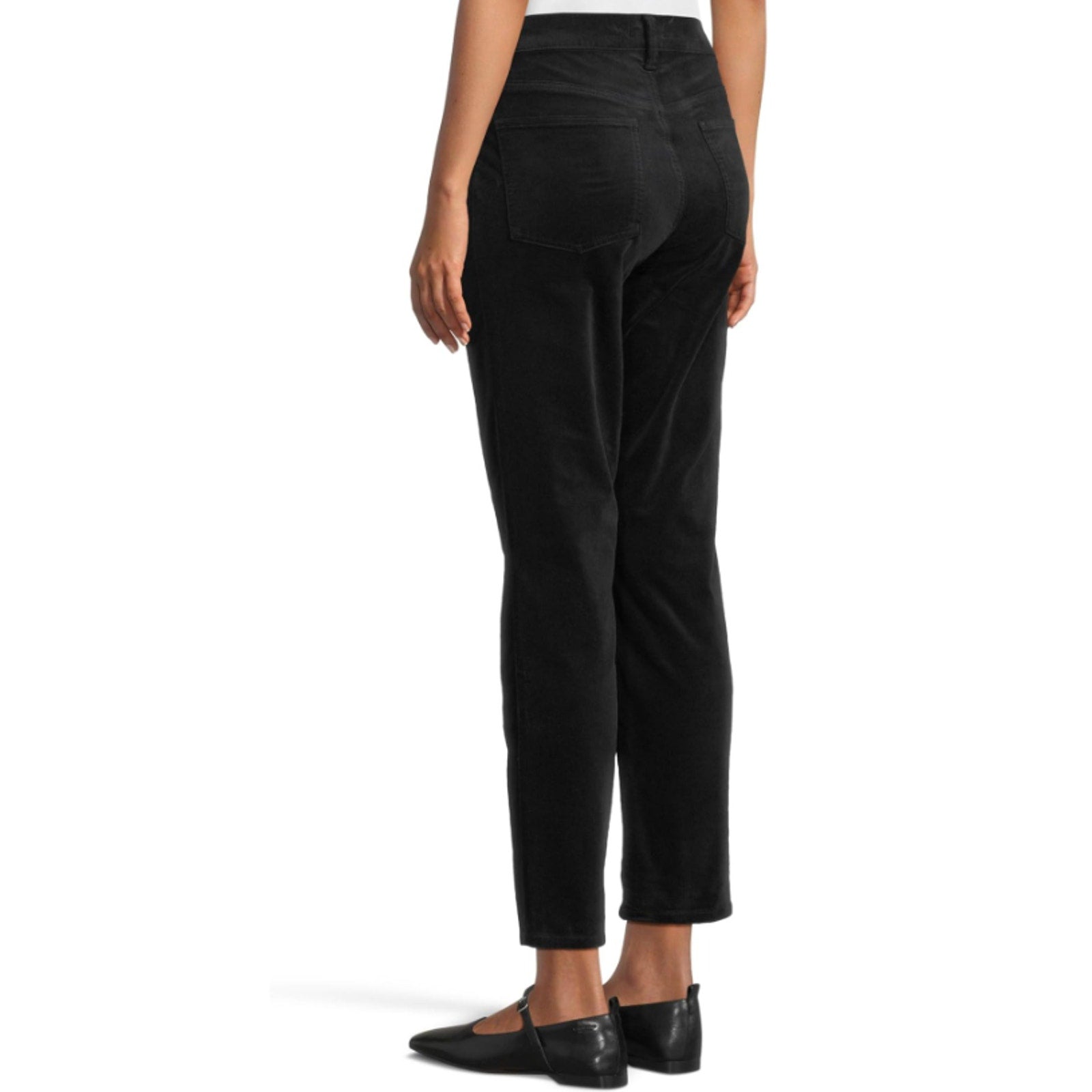 Eileen Fisher Women's Slim Ankle Jeans Medium Black Velveteen High Waisted NWT