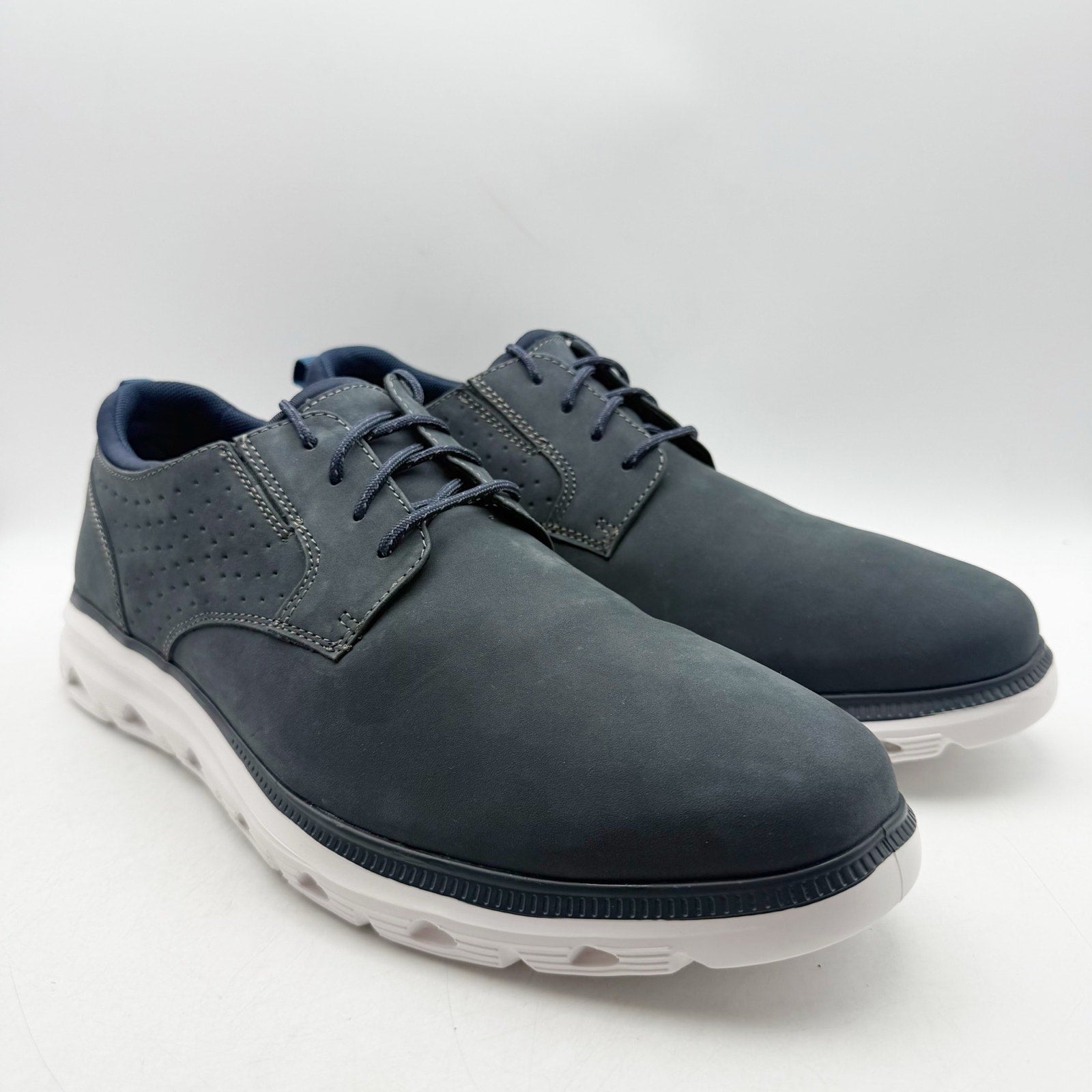 Johnston & Murphy Mens Jenkins Plain Toe Sneaker US 12 M Navy Nubuck Leather NIB