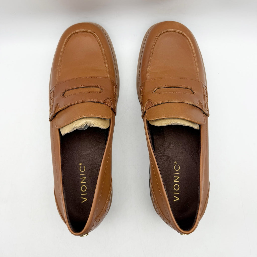 Vionic Womens Fillmore Lug Loafers US 9 EU 40 Brown Leather NIB
