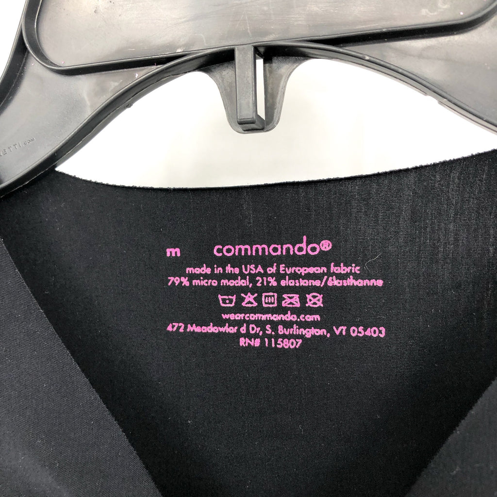 COMMANDO Women's Butter Long Sleeve Crewneck Bodysuit Medium Black NWT