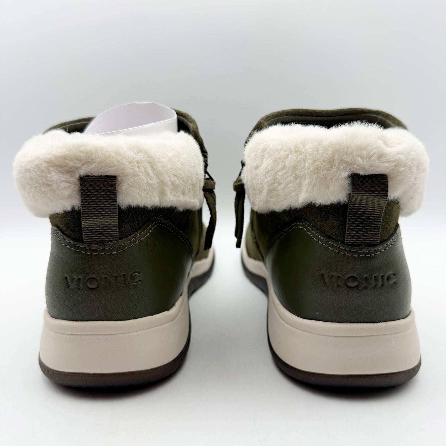 Vionic Womens Norwood Ankle Booties US 8 M Olive Green Suede Water Repellent NIB