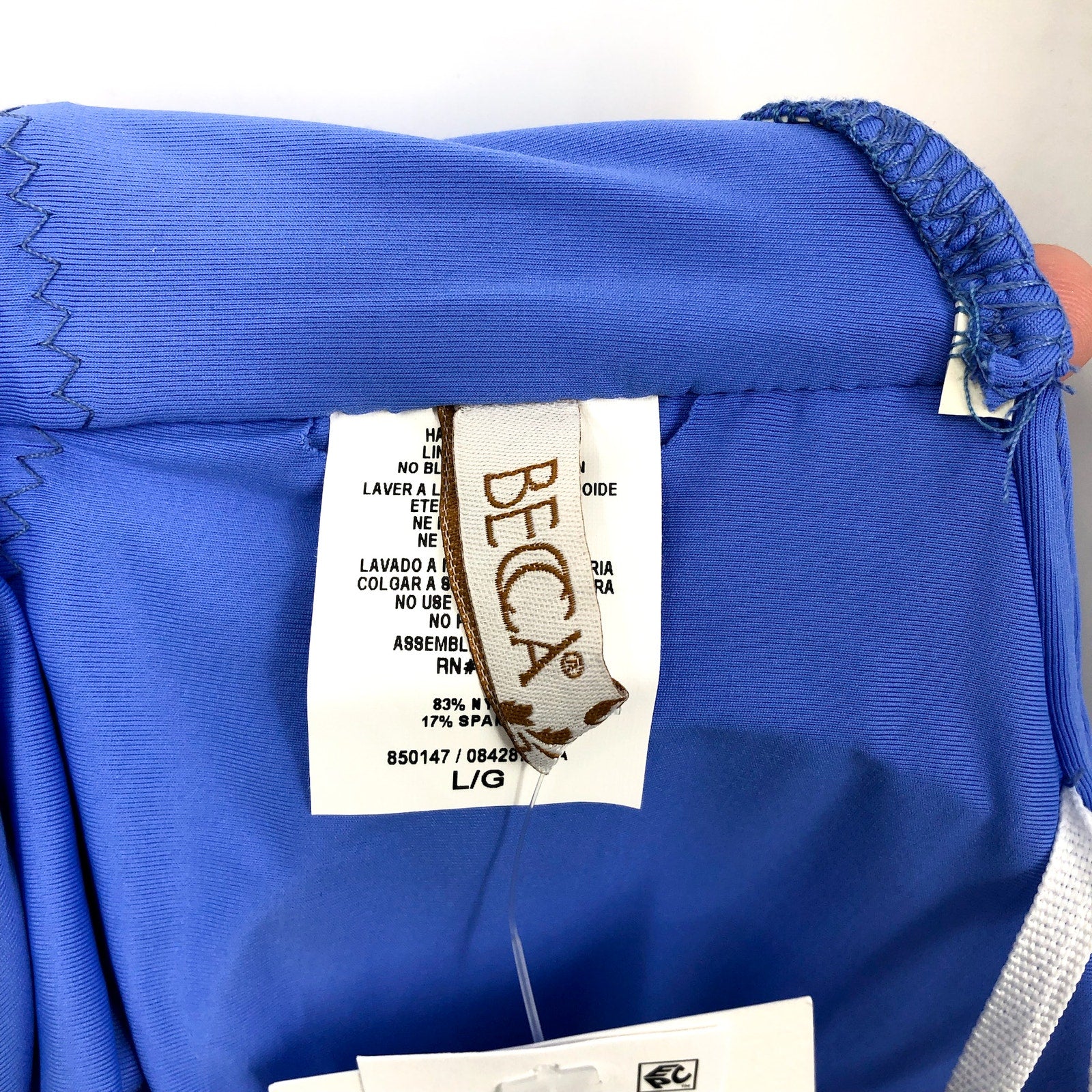 BECCA Women's Gracelyn High Neck One Piece Swimsuit Large Blue Cornflower NWT