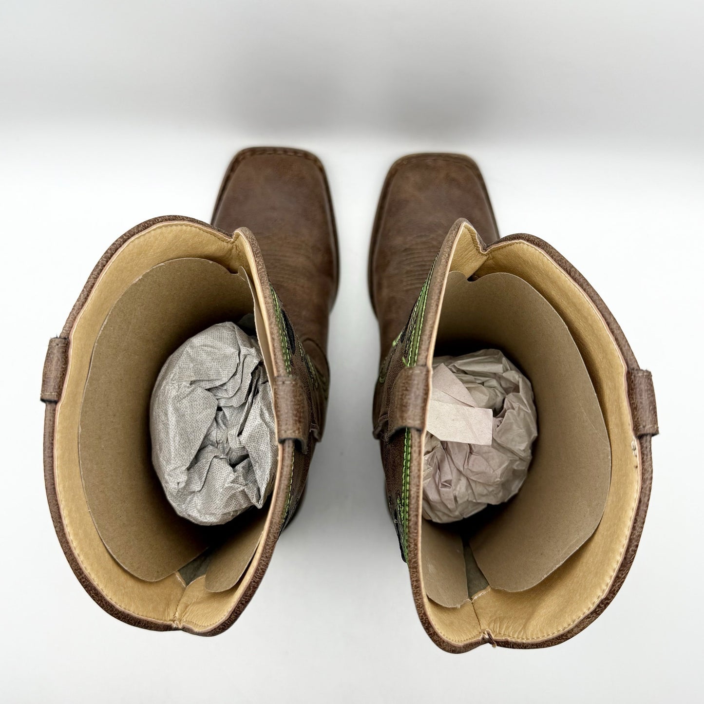 Roper Kids Eastwood Calf-High Boots US 6 EU 37 Brown Green Western NIB