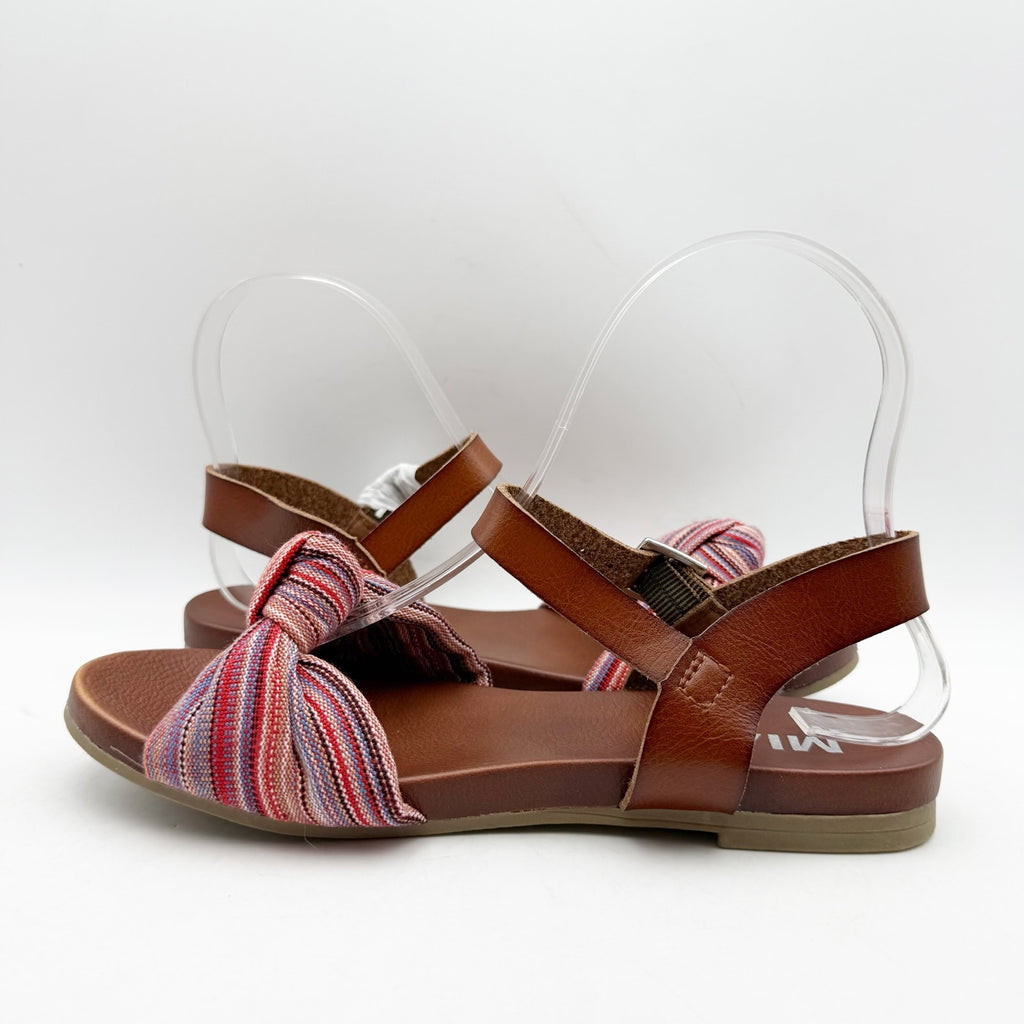 MIA Womens Addilynn Sandal US 6 Wide Brown Multicolor Knotted Fabric Front NWOB