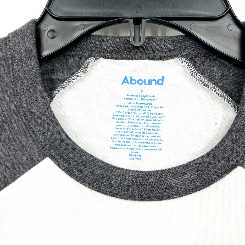 ABOUND Men's Raglan Baseball T-shirt Small White Grey Crewneck Short Sleeve NWOT