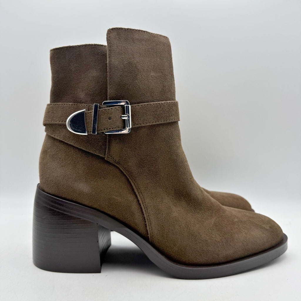 Steve Madden Womens Malenia Ankle Bootie US 10 M Dark Brown Suede NWOB